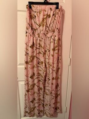 J for Justify Pink Floral Strapless Jumpsuit